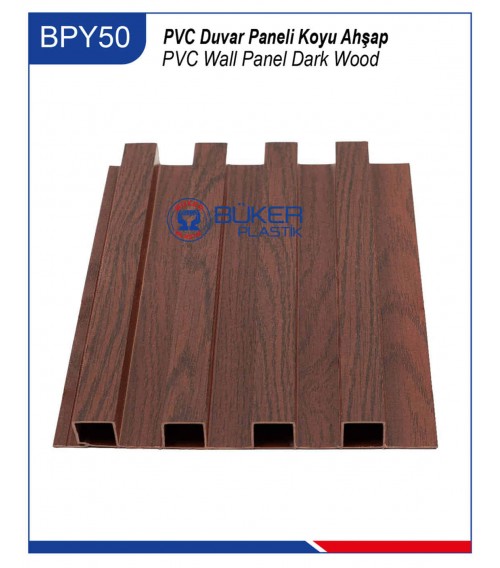 Koyu Ahşap 16cm PVC Duvar Paneli BPY-50