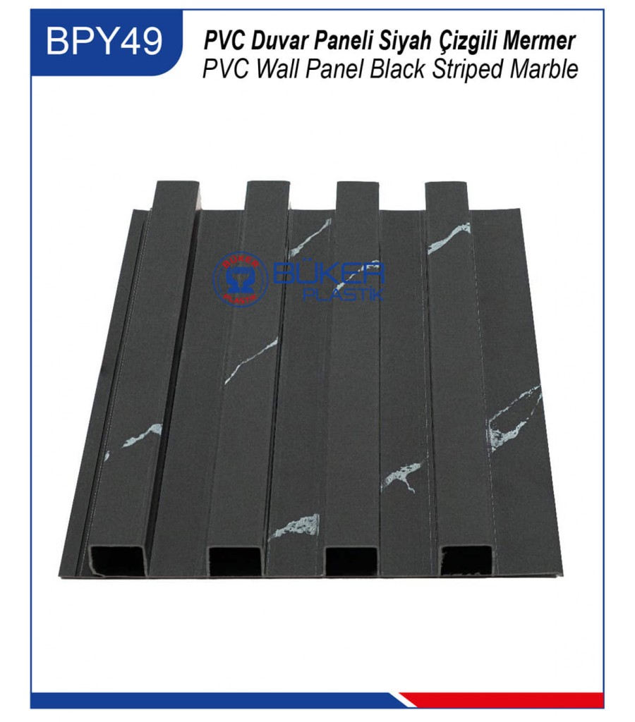 Siyah Çizgili Mermer 16cm PVC Duvar Paneli BPY-49 Siyah Çizgili Mermer 16cm PVC Duvar Paneli BPY-49
