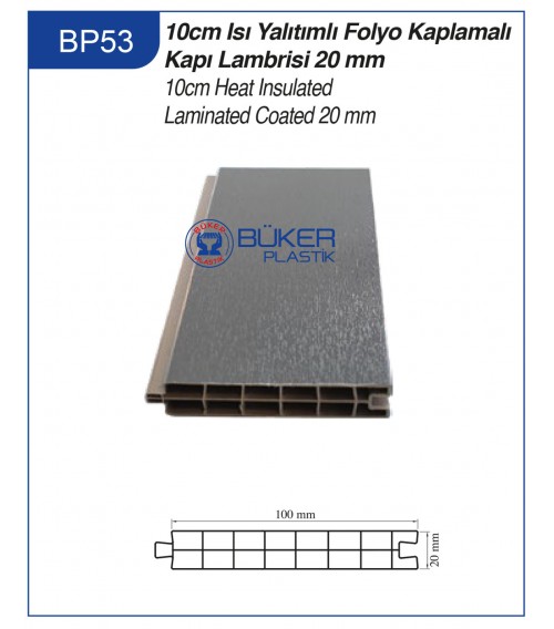 10cm Isı Yalıtımlı Gri Folyo Kaplamalı Kapı Lambiri 20mm BP-53