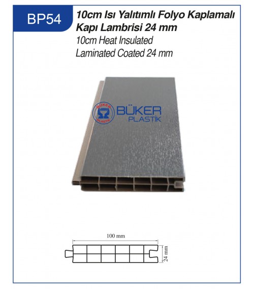 10cm Isı Yalıtımlı Gri Folyo Kaplamalı Kapı Lambiri 24mm BP-54
