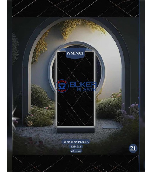 Siyah-Beyaz Kırçıllı Mermer 122x244cm PVC Panel WMP-021