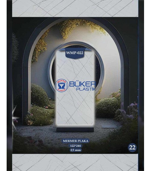 Açık Gri Çapraz Çizgili Mermer 122x244cm PVC Panel WMP-022