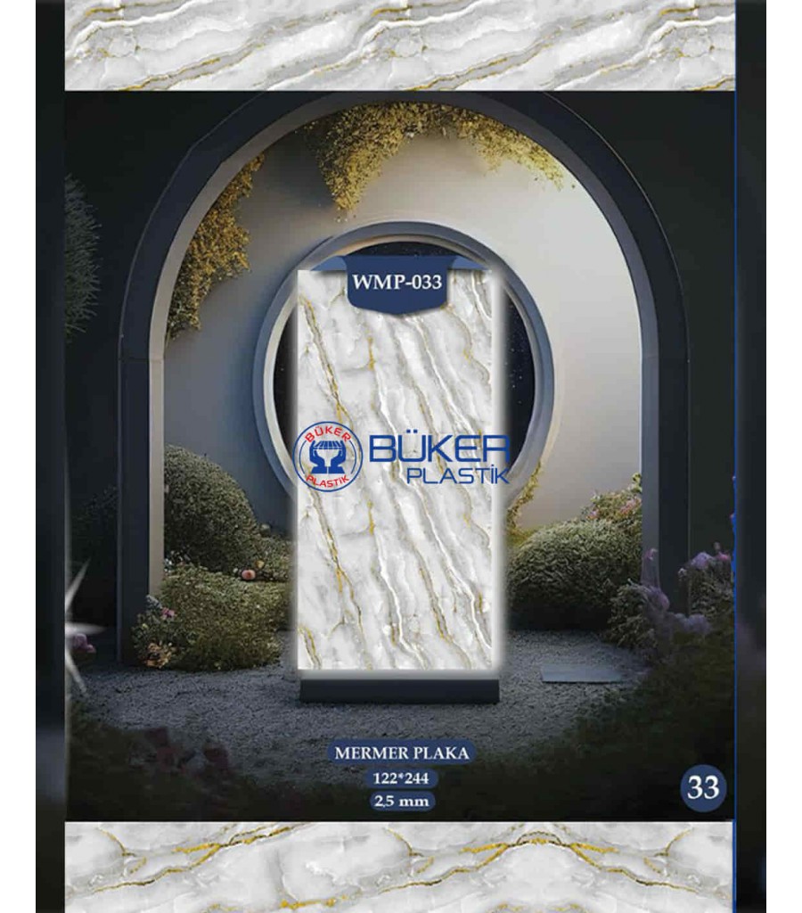 Açık Gri-Beyaz Damarlı Mermer 122x244cm PVC Panel WMP-033