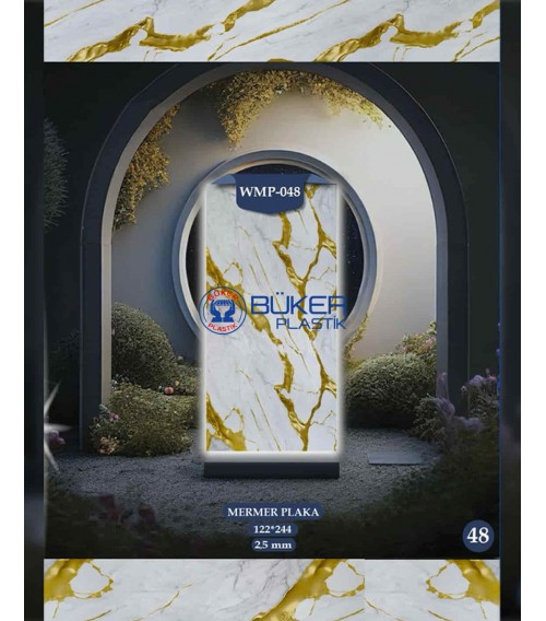Beyaz Altın Mermer 122x244cm PVC Panel WMP-048