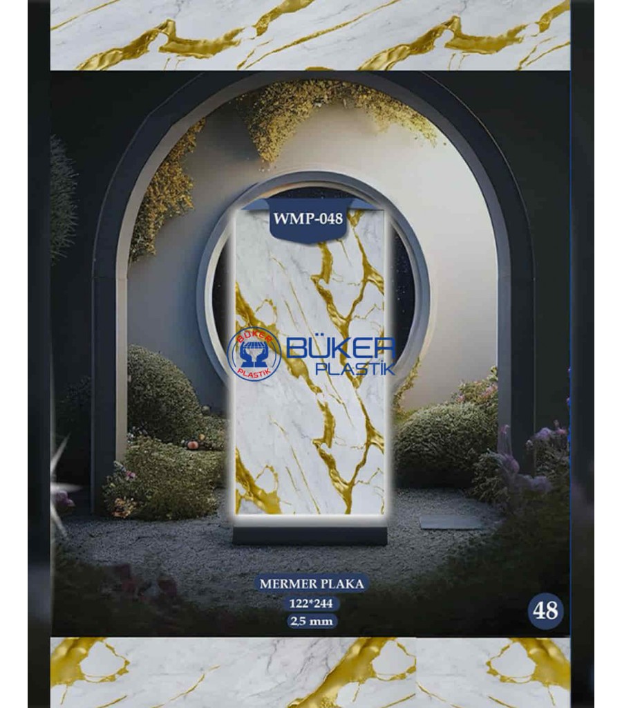 Beyaz Altın Mermer 122x244cm PVC Panel WMP-048