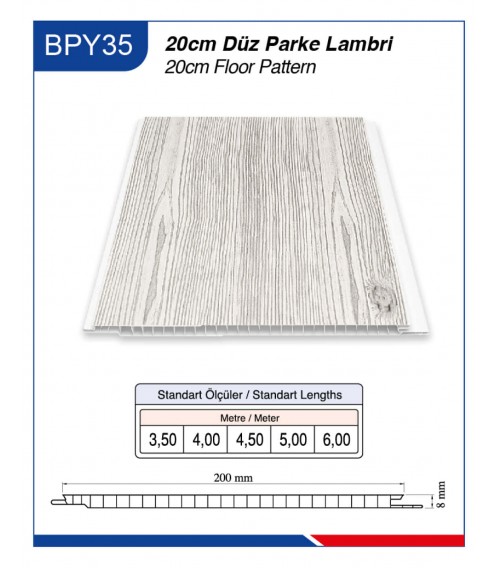 20cm Düz Parke Tavan ve Duvar Lambiri BPY-35