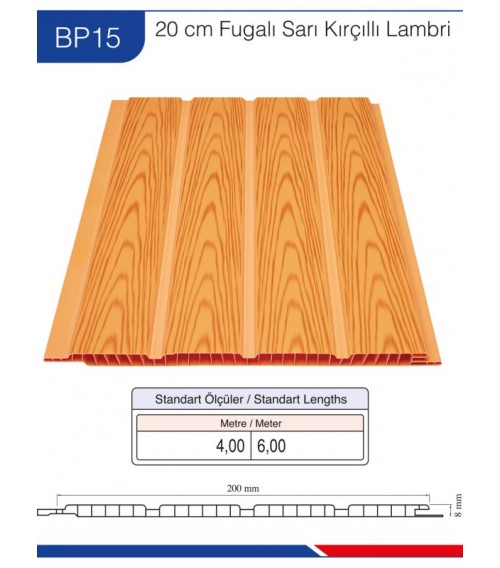 20cm Fugalı Sarı Kırçıllı Tavan Lambiri BP-15