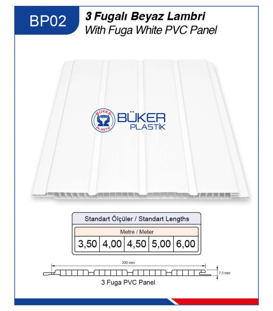 20cm 3 Fugalı Beyaz Tavan ve Duvar Lambiri BP-02