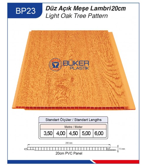 20cm Düz Açık Meşe Tavan ve Duvar Lambiri BP-23