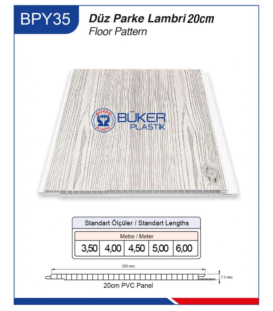 20cm Düz Parke Tavan ve Duvar Lambiri BPY-35