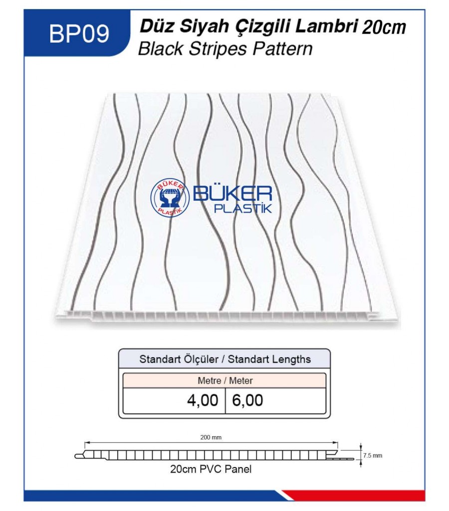 20cm Düz Siyah Çizgili Tavan ve Duvar Lambiri BP-09